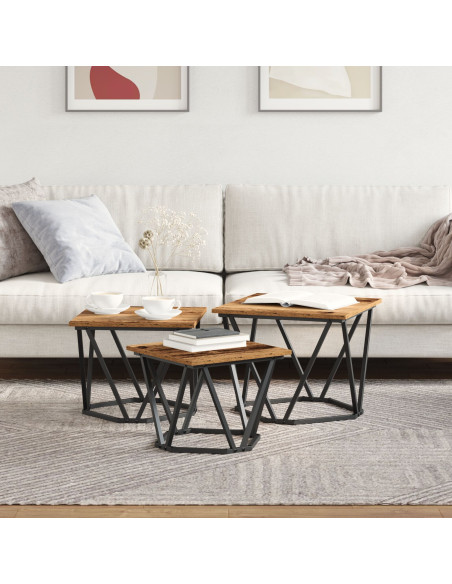 Tavolino da salotto 3 pcs Legno vecchio
