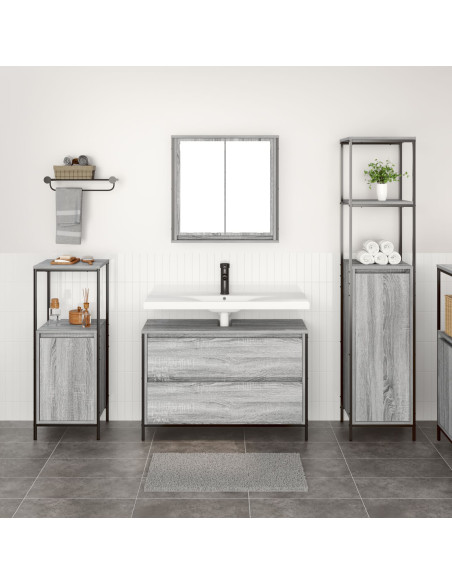 Set di mobili per bagno 3 pezzi  Grigio Legno ingegnerizzato