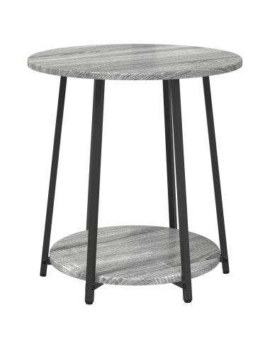 Set tavolini con lo scaffale 2 pcs Grigio Sonoma e Nero