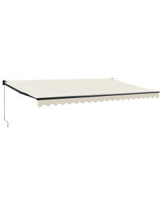 Tenda da Sole Retrattile Crema 5x3 m in Tessuto e Alluminio 2