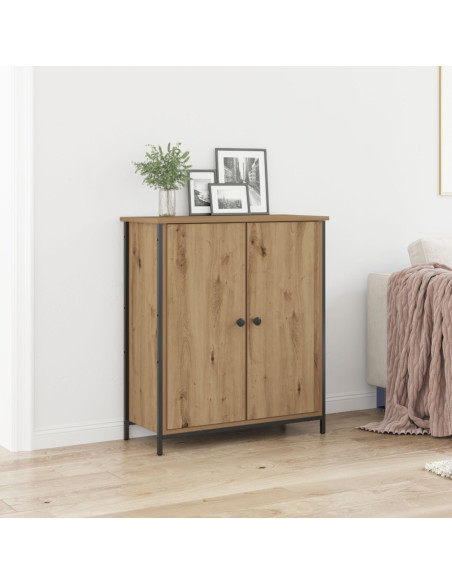 Credenza in Rovere Artigianale 70x30x80 cm Legno ingegnerizzato e Acciaio