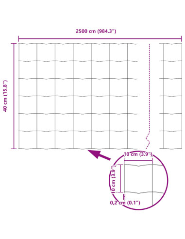 Recinzione con Posto Argento 0,4 x 25 m Acciaio