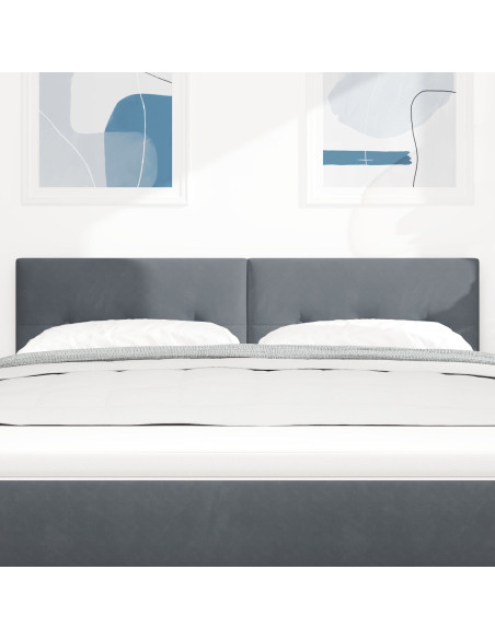 Testiera  Bottoni Imbottiti Grigio Scuro 140 cm Velluto