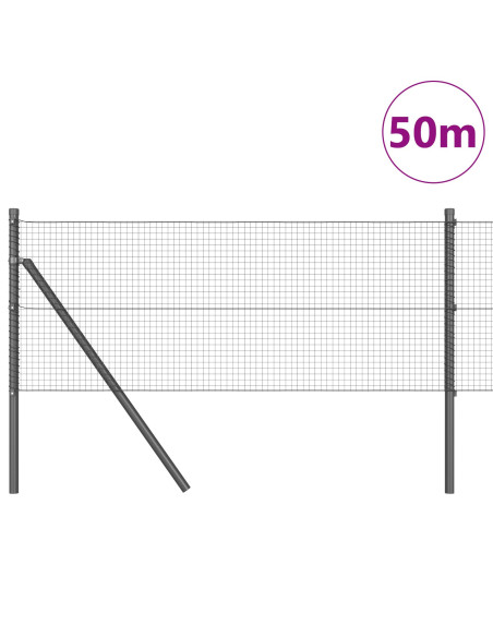 Recinzione in rete saldata  con 13 pali Grigio 0.4x50 m Acciaio