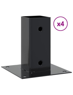 Basi per Pali Quadrati 4 pz 61x61 mm Acciaio Verniciato Polvere 2