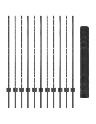 Recinzione con Posto Grigio 1,2 x 25 m Acciaio e PVC