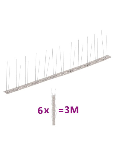 Set Dissuasori per Uccelli e Piccioni 6 pz Acciaio 2 File 3 m