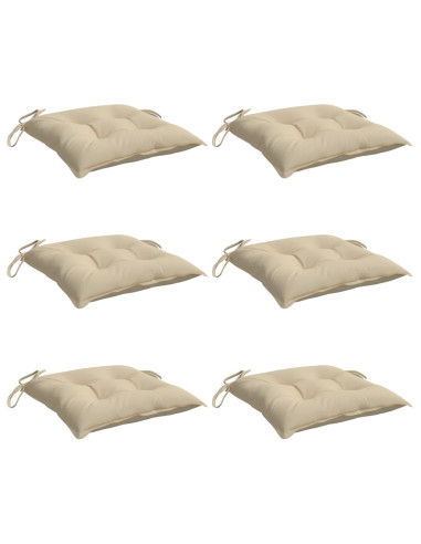 Cuscini per Sedia 6 pz Beige 50x50x7 cm in Tessuto Oxford