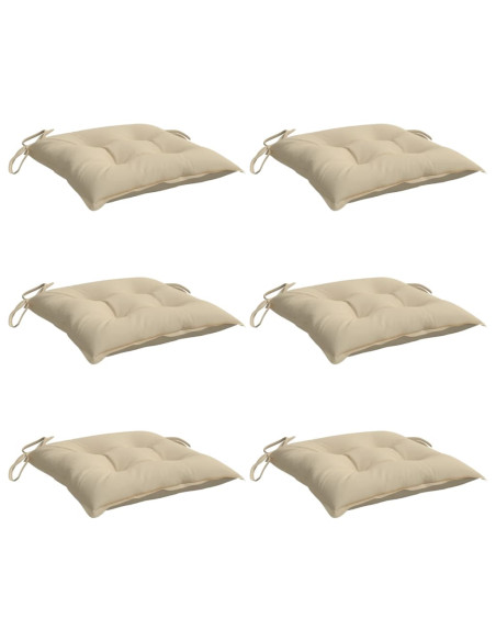 Cuscini per Sedia 6 pz Beige 50x50x7 cm in Tessuto Oxford