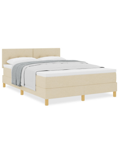 Letto a molle con materasso Crema 140 x 200 cm Tessuto