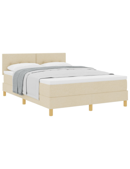 Letto a Molle  con Materasso Panna 140x200 cm Tessuto