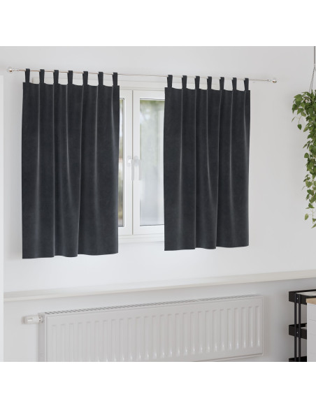 Tende oscuranti  con anelli 2 pz Grigio scuro in velluto