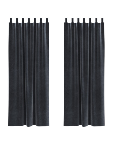 Tende oscuranti 2 pcs Grigio scuro 140 x 225 cm Velluto