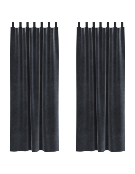 Tende oscuranti  con anelli da appendere 2 pcs Grigio scuro in velluto