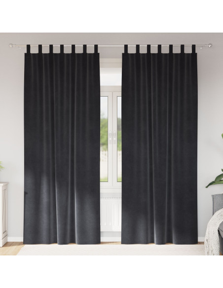 Tende Blackout  con anelli appesi 2 pz Grigio scuro in velluto