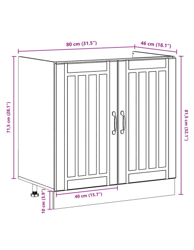 Mobile da cucina Lucca Legno vecchio 80 x 46 x 81,5 cm