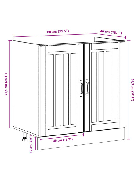 Mobile da cucina Lucca Legno vecchio 80 x 46 x 81,5 cm