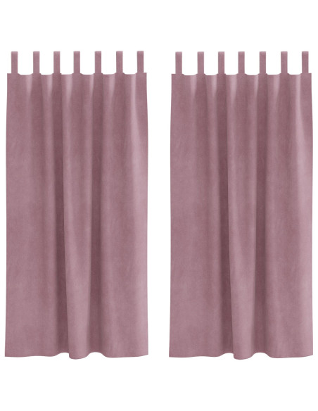 Tende oscuranti  con anelli di sospensione, 2 pezzi, velluto rosa scuro