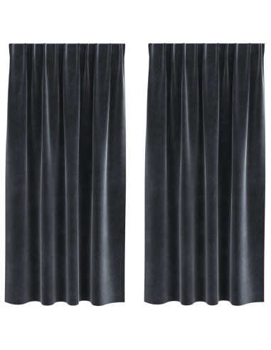 Tende oscuranti 2 pcs Grigio scuro 140 x 175 cm Velluto