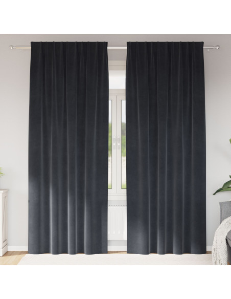 Tende oscuranti  con nastro superiore 2 pz Grigio scuro in velluto