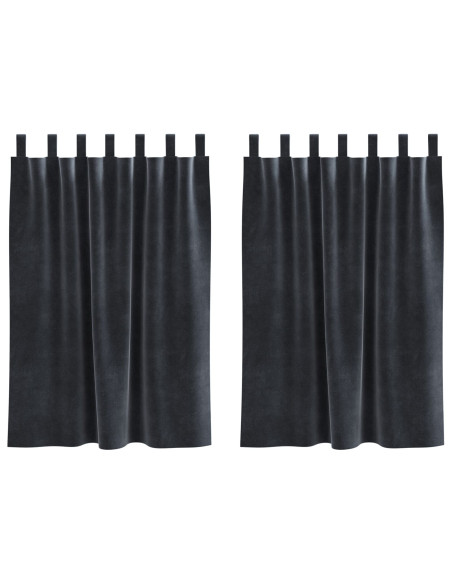 Tende oscuranti  con anelli 2 pz Grigio scuro in velluto