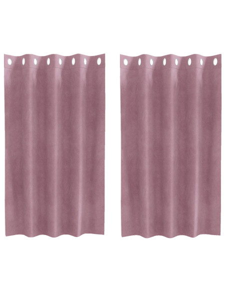 Tende oscuranti  con occhielli 2 pezzi in velluto rosa scuro