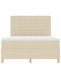 Letto a molle con materasso Crema 160 x 200 cm Tessuto 2
