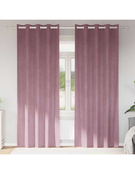 Tende oscuranti  con occhielli 2 pezzi in velluto rosa scuro
