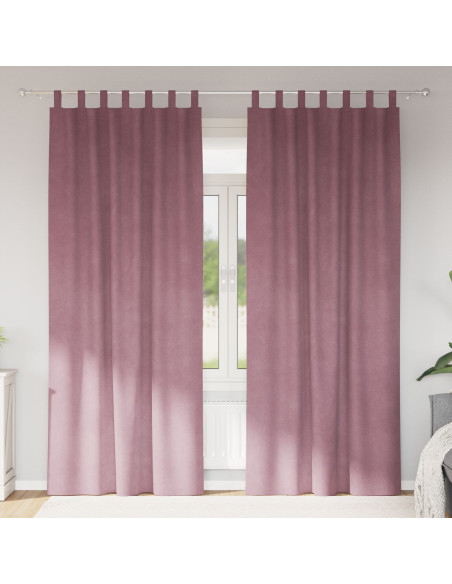 Tende oscuranti  con anelli per appendere 2 pezzi in velluto rosa scuro