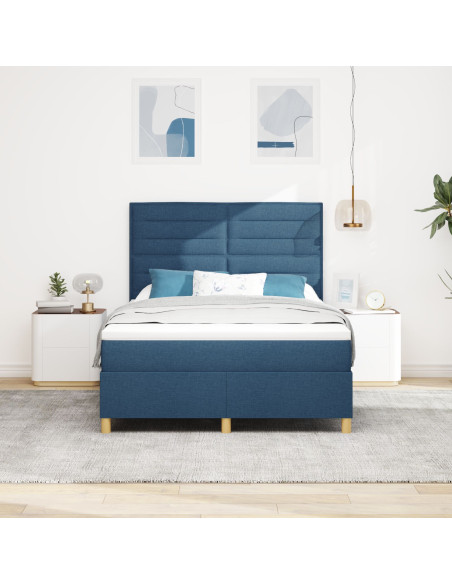 Letto a molle con materasso Blu 160 x 200 cm Tessuto