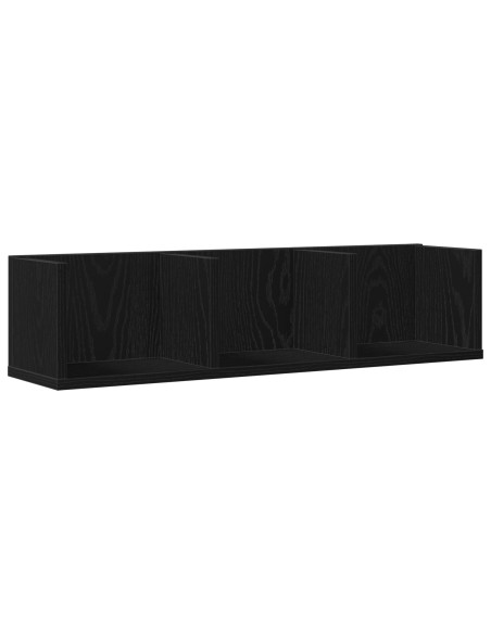 Mensola a Muro per CD  Rovere Nero 75x18x18 cm in Legno Ingegnerizzato