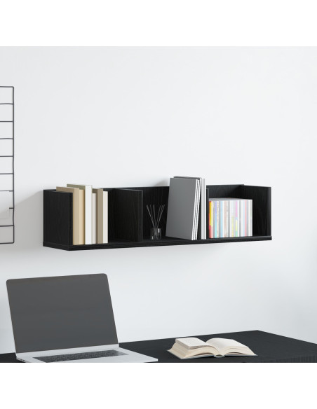 Mensola a Muro per CD  Rovere Nero 75x18x18 cm in Legno Ingegnerizzato
