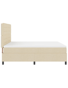 Letto a molle con materasso Crema 180 x 200 cm Tessuto 2