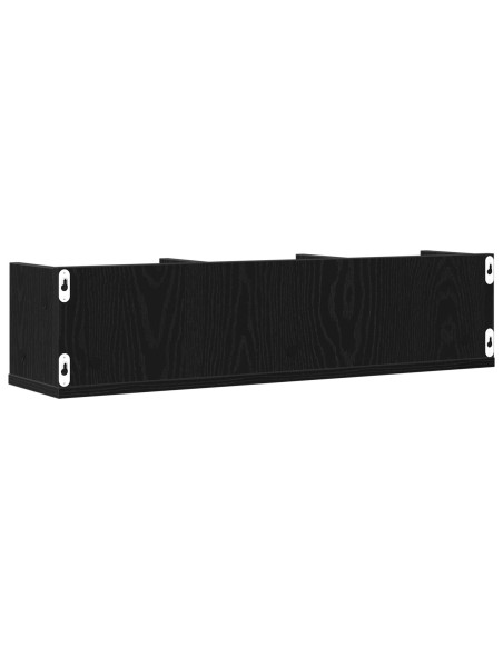 Mensola a Muro per CD  Rovere Nero 75x18x18 cm in Legno Ingegnerizzato