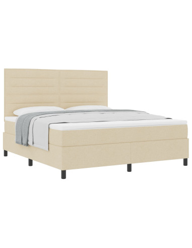 Letto a molle con materasso Crema 180 x 200 cm Tessuto