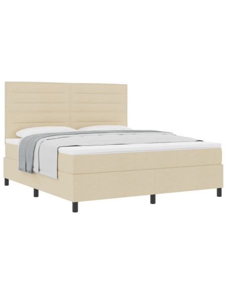 Letto Box Spring  con Materasso Crema Super King in Tessuto