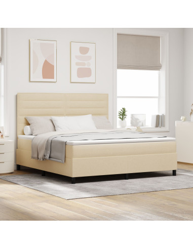 Letto a molle con materasso Crema 180 x 200 cm Tessuto