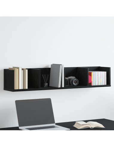 Scaffale da parete con lo scaffale Rovere Nero 100 x 18 x 18 cm