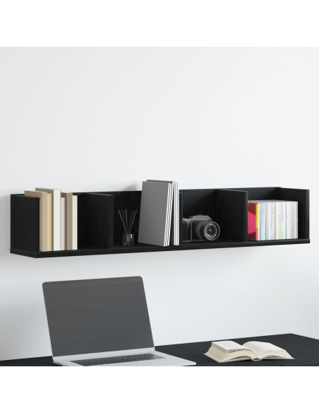 Scaffale da parete con lo scaffale Rovere Nero 100 x 18 x 18 cm