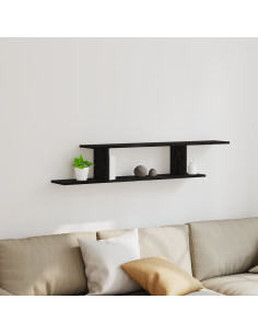 Mensola per TV da fissare a muro Rovere Nero 125 x 18 x 23 cm 2
