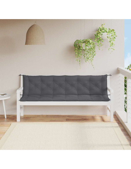 Cuscini per Panca 2 pz Antracite 200x50x7 cm in Tessuto Oxford