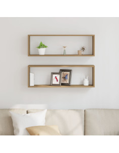 Scaffali da parete 2 pcs Rovere Artigianale 80 x 15 x 26 cm 2