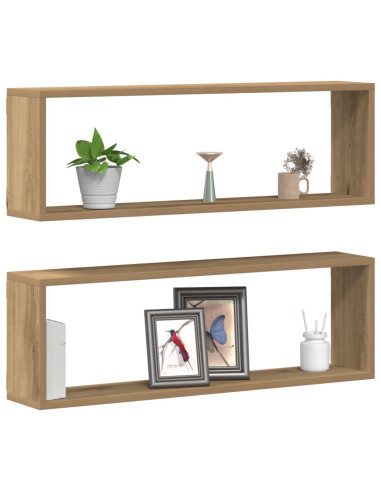 Scaffali da parete 2 pcs Rovere Artigianale 80 x 15 x 26 cm