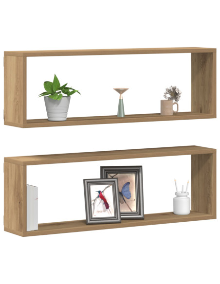 Mensole a parete  2 pezzi in rovere artigianale 80x15x26 cm in legno ingegnerizzato