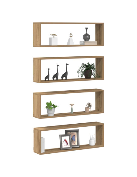 Scaffali da parete 4 pcs Rovere Artigianale 80 x 15 x 26 cm