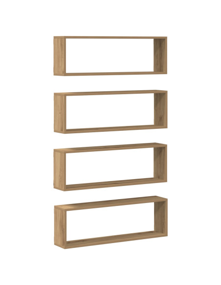 Mensole da parete 4 pezzi Rovere artigianale 80x15x26 cm in legno ingegnerizzato