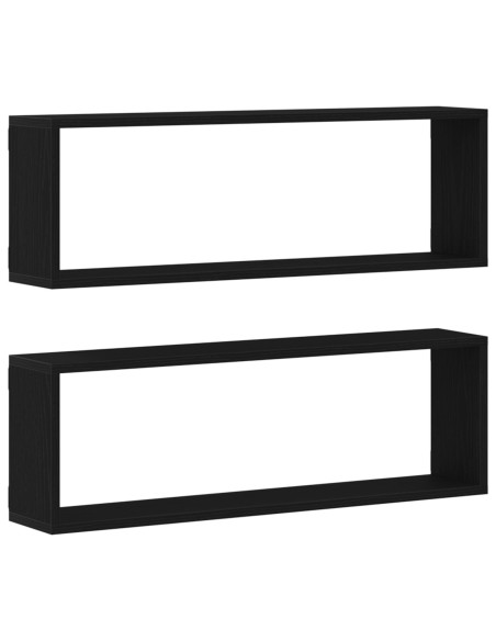 Scaffali da parete 2 pcs Rovere Nero 80 x 15 x 26 cm