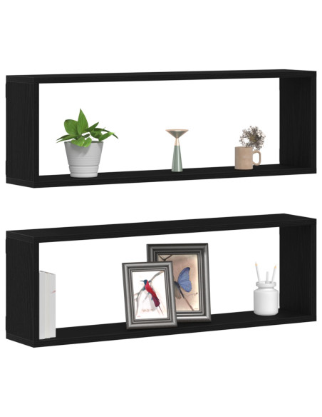 Mensole vitaXL - Set di 2, Rovere Nero, 80x15x26 cm, Realizzate in Legno Ingegnerizzato