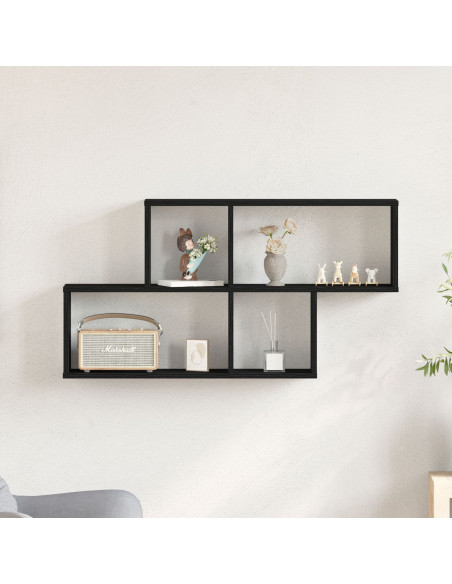 Mobile sospeso in rovere nero 76x15x53 cm realizzato in legno ingegnerizzato