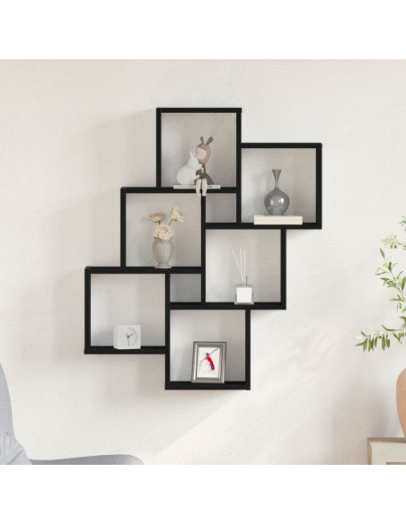 Scaffale da parete con lo scaffale Rovere Nero 78 x 15 x 93 cm